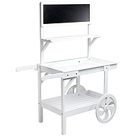 Chariot en Bois Blanc Candy Bar avec Ardoise