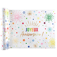 Chemin de Table Joyeux Anniversaire Blanc Festicolor