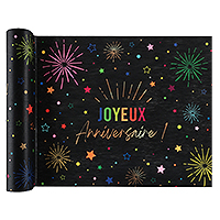 Chemin de Table Joyeux Anniversaire Noir Multicolore