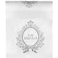 Chemin de Table Intissé Blanc Blason Just Married