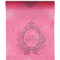 Chemin de Table Intissé Blason Just Married Fuchsia