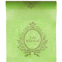 Chemin de Table Intissé Blason Just Married Vert Anis