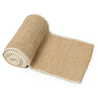 Chemin de Table en Jute Naturelle Bord Dentelle