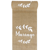Chemin de Table Jute Mariage Blanc 26cm x5m