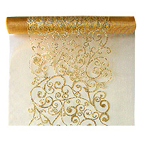 Chemin de Table Organza Arabesques Doré