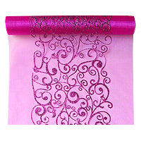 Chemin de Table Organza Arabesques Fuchsia