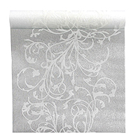 Chemin Table Organza Volutes Paillettes Blanc