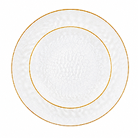Combo 16 Assiettes Réutilisables Effet Cristal Bord Doré
