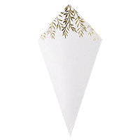 Cones Carton Jolis Brins Blanc Doré Sortie Mariage