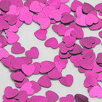 Confettis Déco de Table Métalliques Coeurs Fuchsia