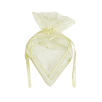 Contenant Dragée Coeur Organdi Pas Cher Ivoire