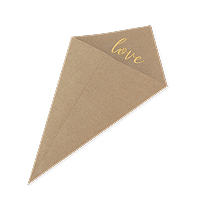 Cone Carton Beige Kraft Love Gravé Doré