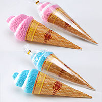 5 Cornets Glace Serviette Éponge Cadeau Invités