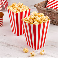 Cornets Carton Pop Corn Rayés Rouge