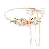 Couronne Fleurs de Tete Boheme Ivoire et Peche Mariage