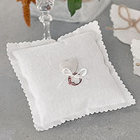 Coussin Alliances Champêtre Coton Blanc Petit Coeur