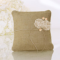 Coussin Alliances Jute Dentelle Mariage