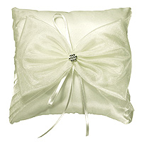 Coussin Alliance Noeud Organza Strass Fleur Ivoire