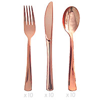 Ménagère 30 Couverts Réutilisables Rose Gold