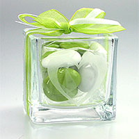 10 Cubes Verre avec Pochon Cristal Contenant Dragées