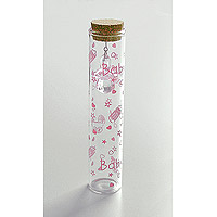 Eprouvette en Verre Contenant Tétine et Inscription Baby Rose