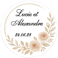 Etiquettes Personnalisées Couronne de Roses x12