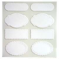 Etiquettes Adhésives Blanches Romantiques Relief x 8