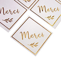 Stickers Blanc et Doré Merci x24