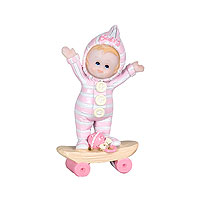 Figurine Bapteme Bébé Fille sur Skateboard Rose