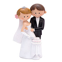 Figurine des Mariés BD Coupe le Gateau de Mariage