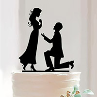 Cake Topper Mariés Demande en Mariage Noir