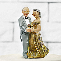 Figurine Couple Mariés Papi Mamie Anniversaire de Mariage Noces d'Or