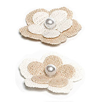 Fleurs Lin Adhésives avec Perle