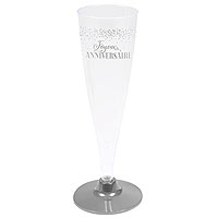Flutes Anniversaire Gris Argent Plastique Réutilisable