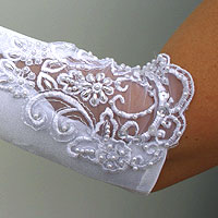 Gants Mariee Longs Perles Broderies Blancs Mariage