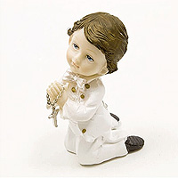 Figurine Communion Garçon Agenouillé avec Chapelet x1