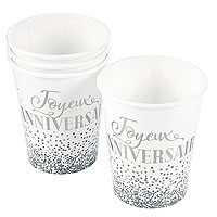 Verre Gobelet Anniversaire Pas Cher Blanc Gris Argenté