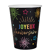 Verre Gobelet Carton Joyeux Anniversaire Noir Pas Cher