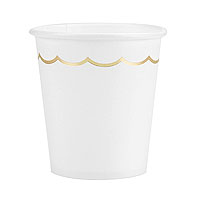 Gobelet Verre Carton Festonné Blanc Doré