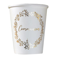 Gobelets Carton Communion Jolis Brins Blanc Doré