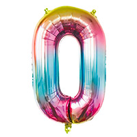 Grand Ballon Mylar Chiffre 0 Multicolore