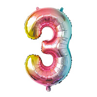 Grand Ballon Gonflable 86 cm Multicolore Chiffre 3