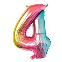 Grand Ballon Gonflable 86 cm Multicolore Chiffre 4