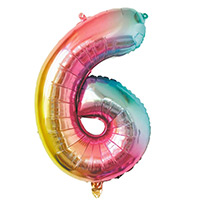 Grand Ballon Gonflable 86 cm Multicolore Chiffre 6