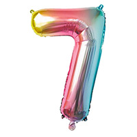 Grand Ballon Mylar Chiffre 7 Multicolore