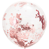 Ballon Géant Transparent 1m avec Confettis Rose Gold