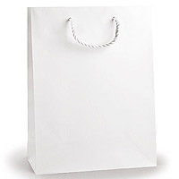 Grand Sac Satiné Cordelette Blanc 22 x 29 cm