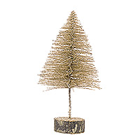 Grand Sapin de Noel 30 cm Pailleté Champagne Doré sur son Socle