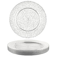 Grande Assiette Transparente Paillette Gris Argent Lavable