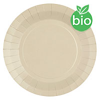 Assiettes Rondes Beige Sable Biodégradables x10